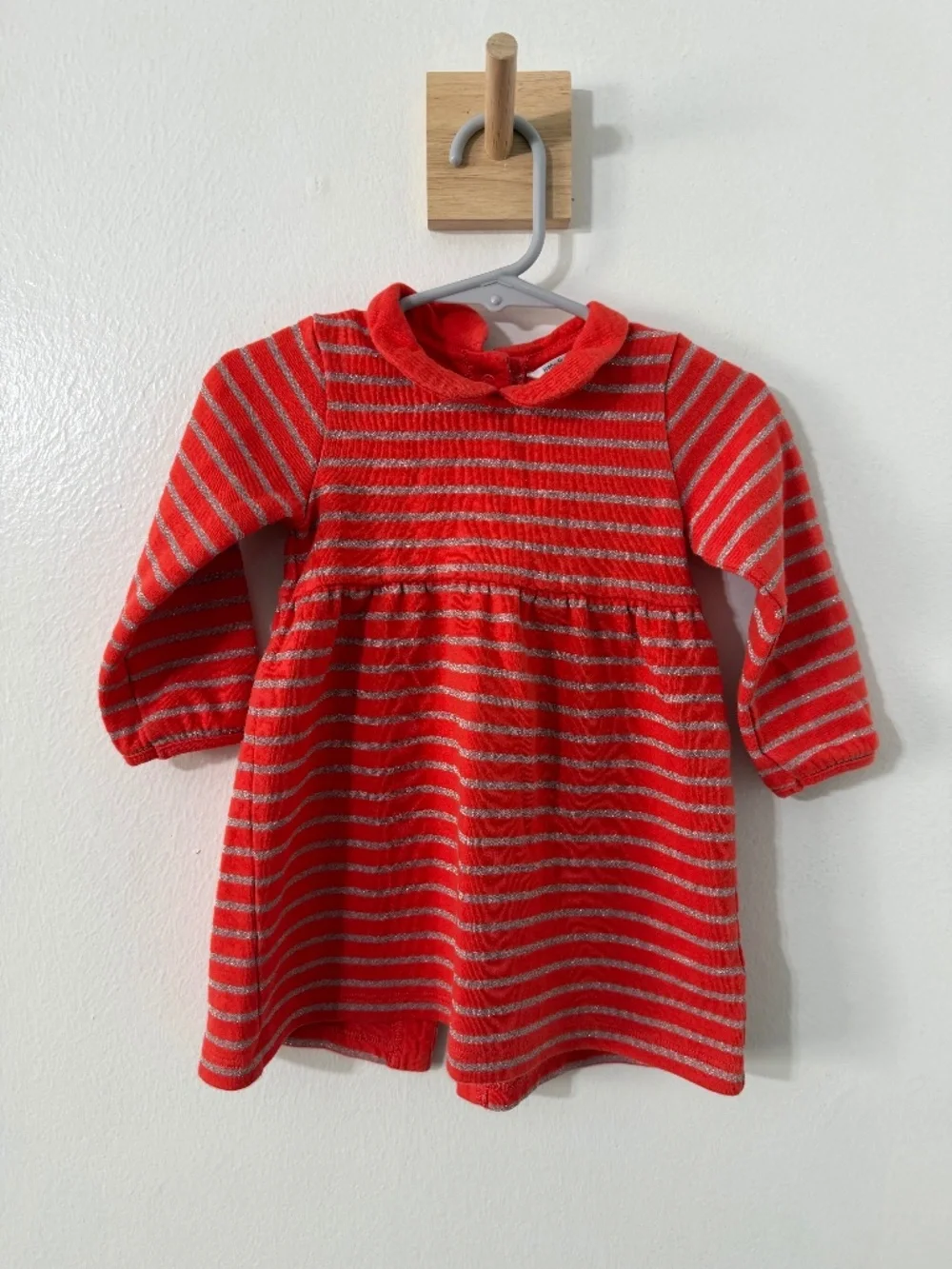 Baby Boden Red Stripe Dress Glitter 6-12 Mos Winter Holiday Christmas Dress